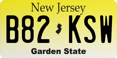 NJ license plate B82KSW