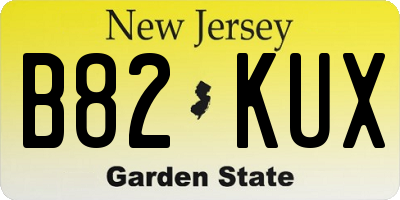 NJ license plate B82KUX