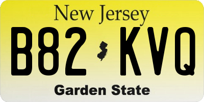 NJ license plate B82KVQ
