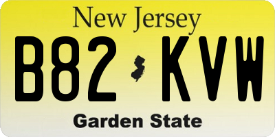 NJ license plate B82KVW