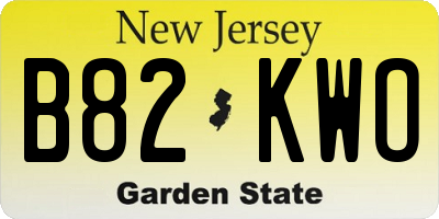 NJ license plate B82KWO