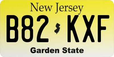 NJ license plate B82KXF