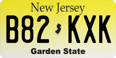 NJ license plate B82KXK