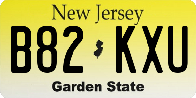 NJ license plate B82KXU
