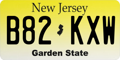 NJ license plate B82KXW