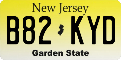 NJ license plate B82KYD