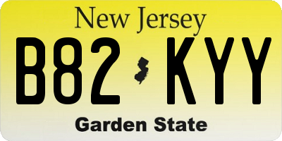 NJ license plate B82KYY