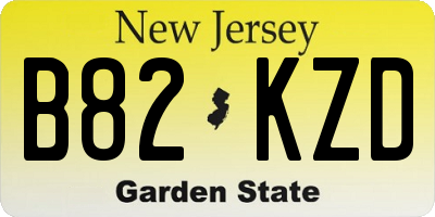 NJ license plate B82KZD