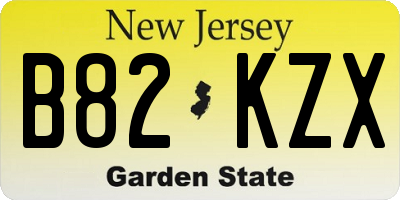 NJ license plate B82KZX