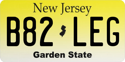 NJ license plate B82LEG