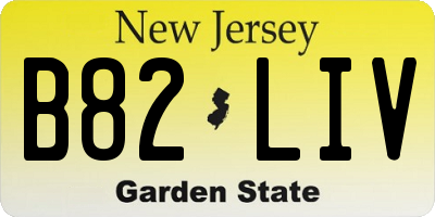 NJ license plate B82LIV