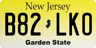 NJ license plate B82LKO