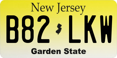 NJ license plate B82LKW