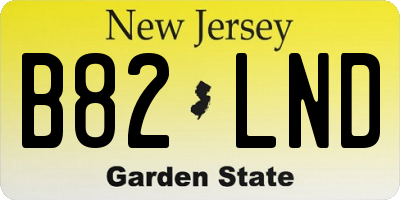NJ license plate B82LND