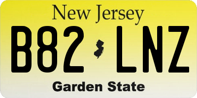 NJ license plate B82LNZ