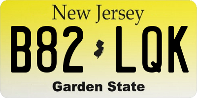 NJ license plate B82LQK