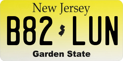 NJ license plate B82LUN
