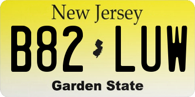 NJ license plate B82LUW