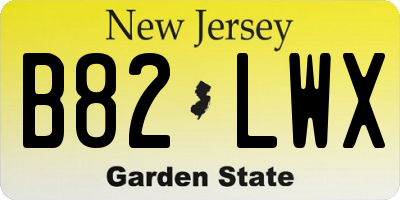 NJ license plate B82LWX
