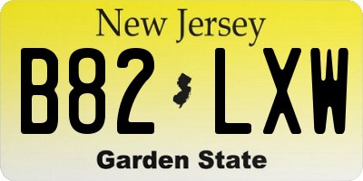 NJ license plate B82LXW