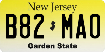 NJ license plate B82MAO