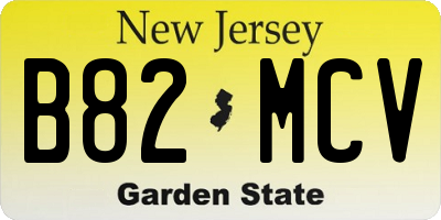 NJ license plate B82MCV