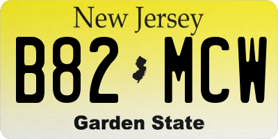 NJ license plate B82MCW