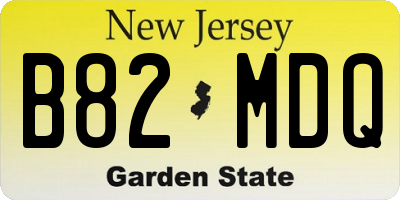 NJ license plate B82MDQ