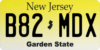 NJ license plate B82MDX