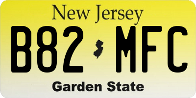 NJ license plate B82MFC