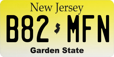 NJ license plate B82MFN