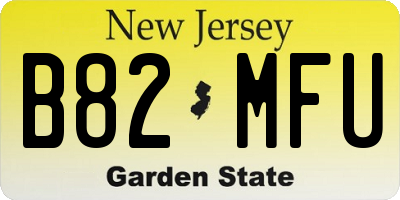 NJ license plate B82MFU