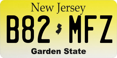 NJ license plate B82MFZ