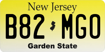 NJ license plate B82MGO