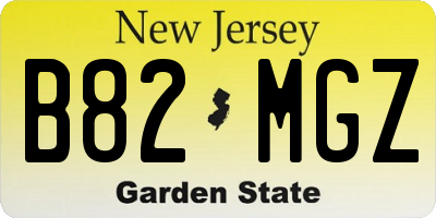 NJ license plate B82MGZ