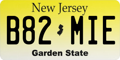 NJ license plate B82MIE