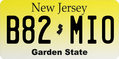 NJ license plate B82MIO