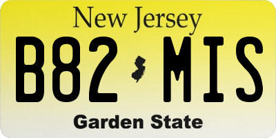 NJ license plate B82MIS