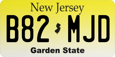 NJ license plate B82MJD