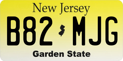 NJ license plate B82MJG