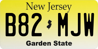 NJ license plate B82MJW