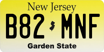 NJ license plate B82MNF