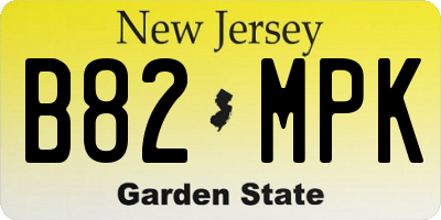 NJ license plate B82MPK