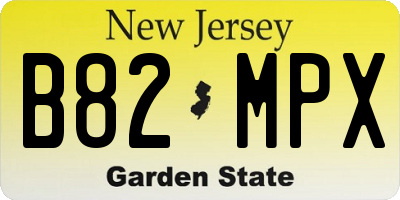 NJ license plate B82MPX