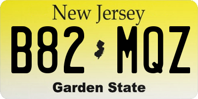 NJ license plate B82MQZ