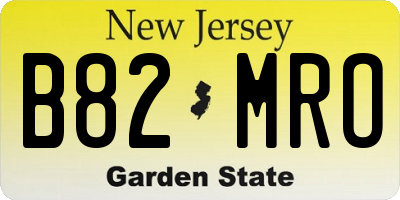 NJ license plate B82MRO