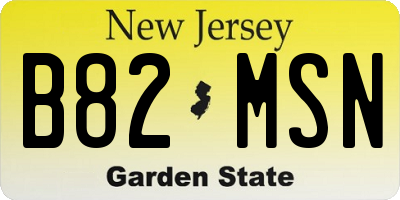 NJ license plate B82MSN