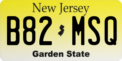 NJ license plate B82MSQ