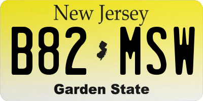 NJ license plate B82MSW