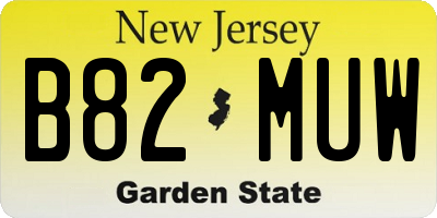 NJ license plate B82MUW